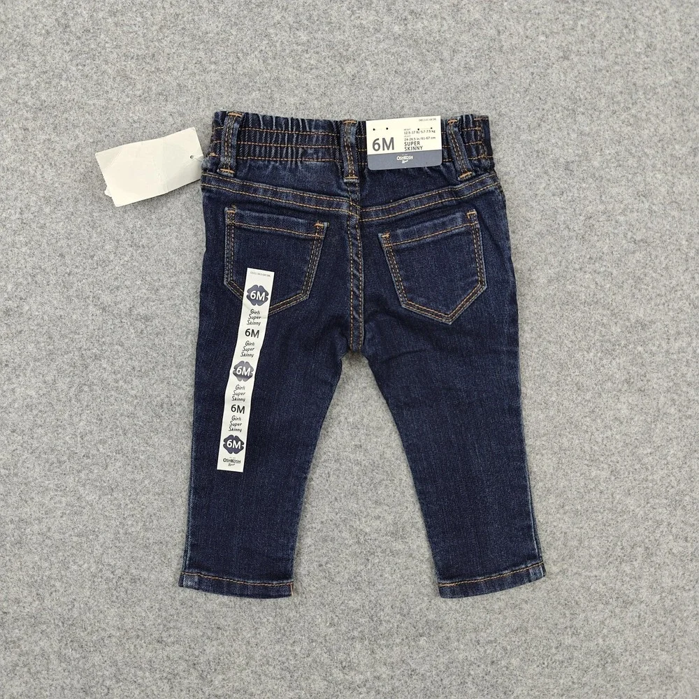 OshKosh B'gosh Jeans Girls Size 3-6 Months Blue Super Skinny Denim New‎